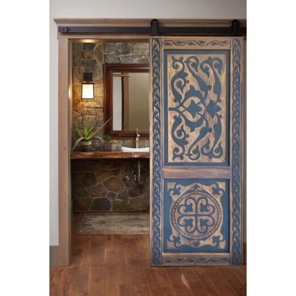 Hand Carved Blue and Brown Antique Door
