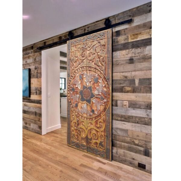 Hand Carved Rustic Brown Antique Door
