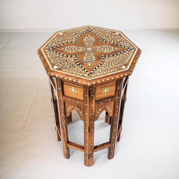 Bone Inlay Indian Octagon Coffee Table