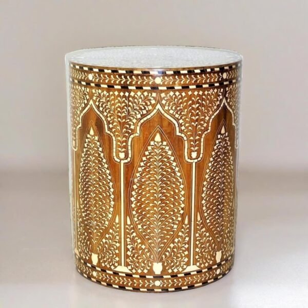Bone Inlay Indian Drum Style Coffee Table