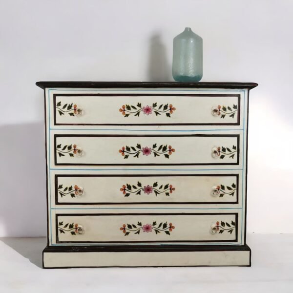 Hand Painted Floral Cream Dresser