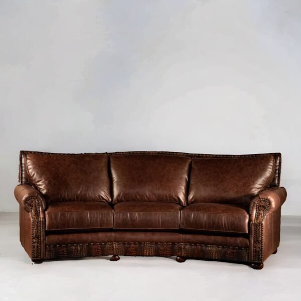 Modern Leather Dark Texas Curved Sofa