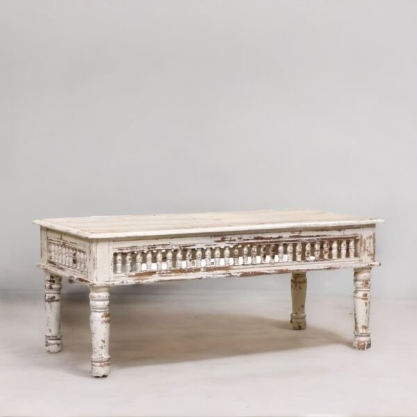 Reclaimed Rustic White Railing Coffee Table