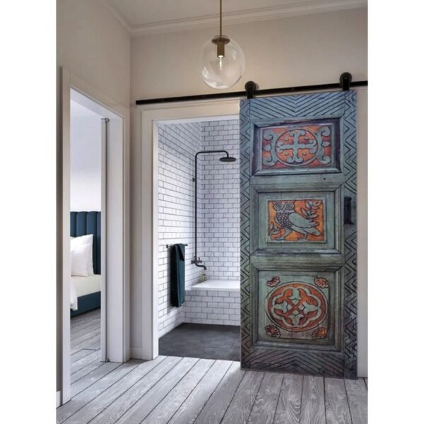 Hand Carved Owl Design Barn Door